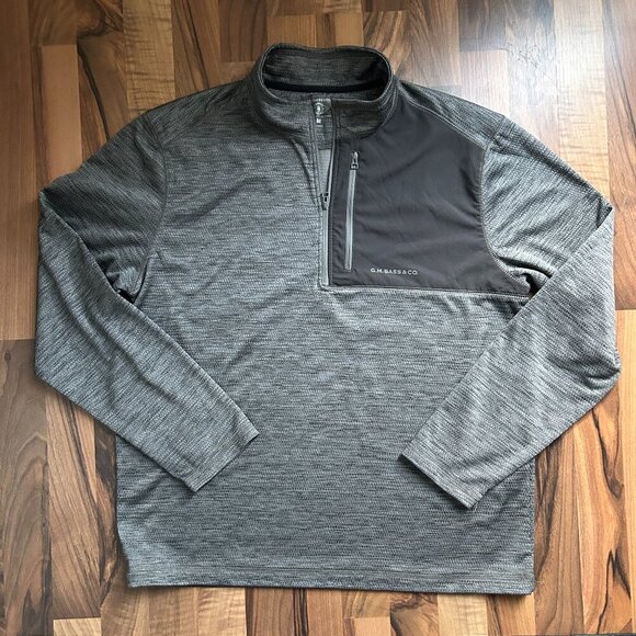 G.H. Bass Co. Quarter-zip Navy Gray Pullover Men's Medium - Picture 2 of 5